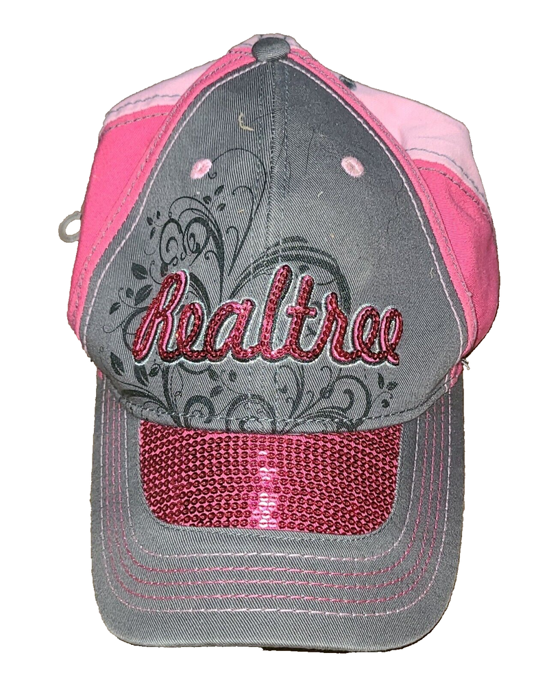 Realtree Cap Hat Baseball Hunting Pink Gray with sequins Adjustable.