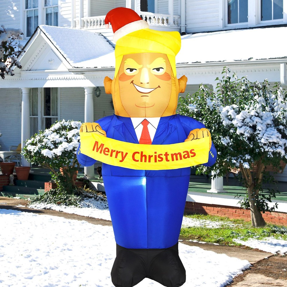 7.2FT Christmas Inflatables Funny Trump 2025 NEW LED Outdoor Decoration
