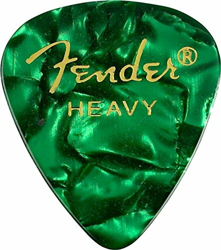 Fender 351 Premium Celluloid Guitar Picks - HEAVY, GREEN MOTO, 12-Pack (1 Dozen)
