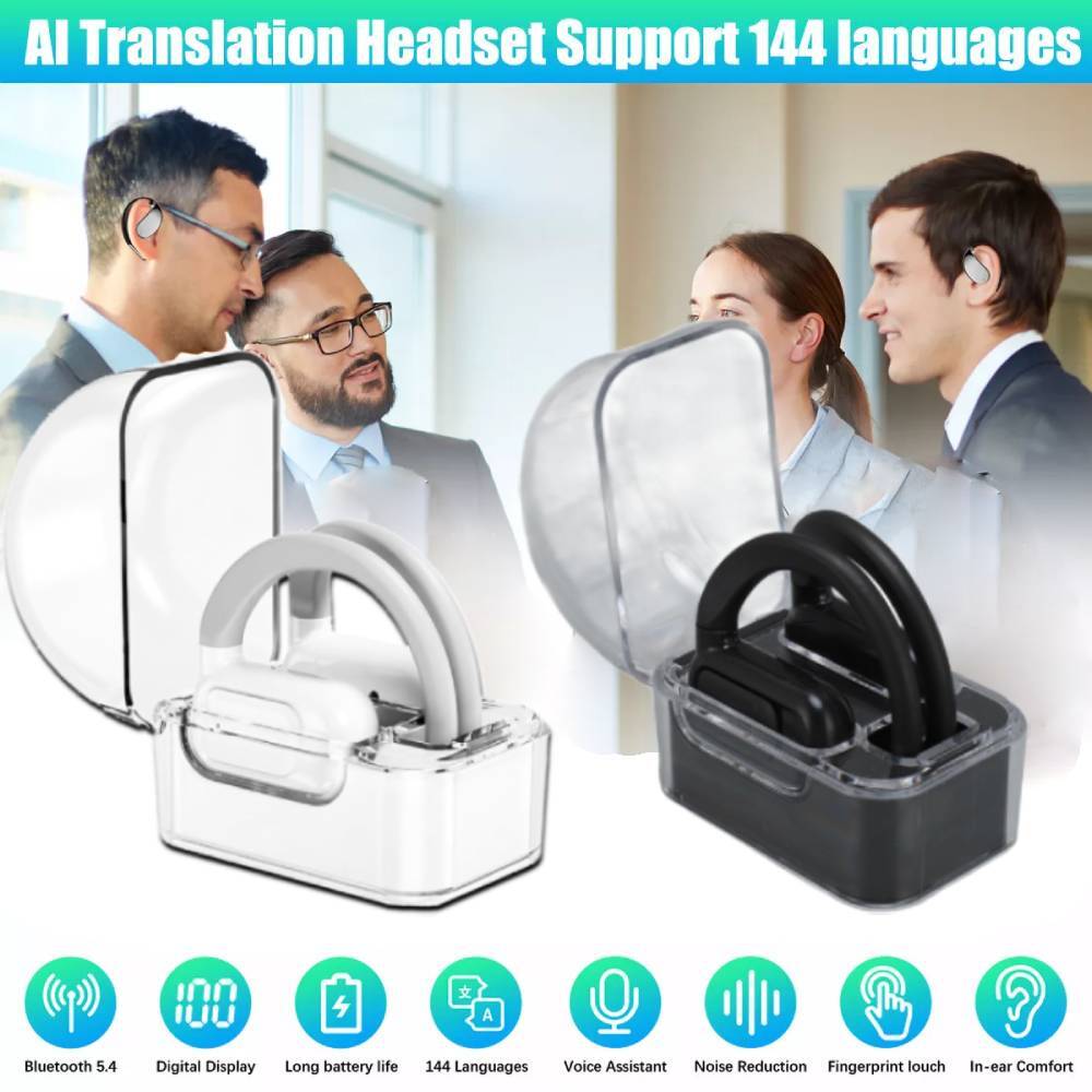 Bluetooth Translator Earbuds with 144 Language Real-Time Smart Translation