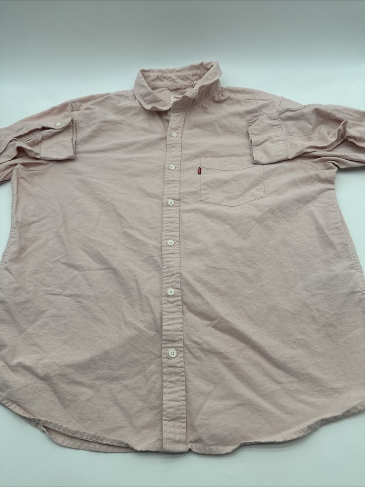 Levi’s Long Sleeve Button Up Shirt Men X-Large Pink Solid ..#19591
