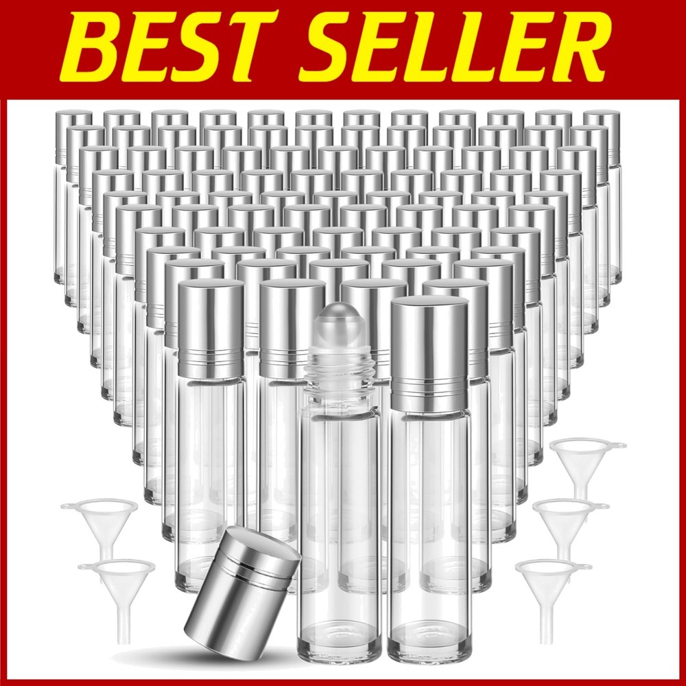 150 Pcs 10ml Essential Oil Roller Bottles with Stainless Steel Balls & Funnels