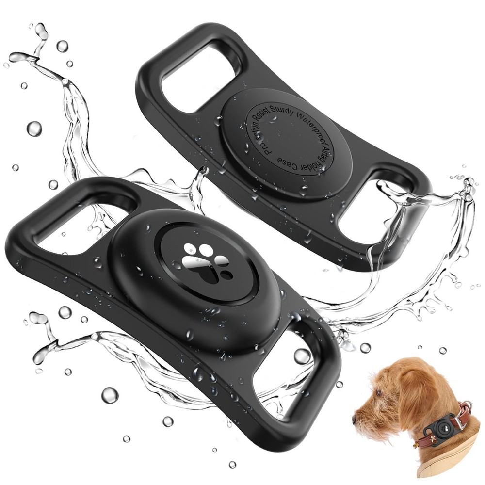 [2 Pack] Waterproof AirTag Dog Collar Holder Case, Silicone Full-Body Protect...