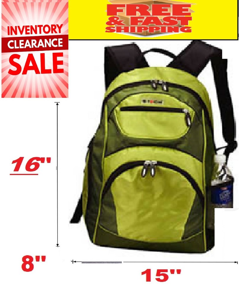 High School Travel Rucksack with Zipper - Green Backpack Clearance Sale for Students and Travelers-image