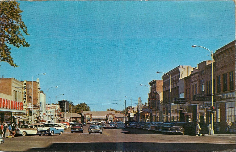 1961 Greeley Colorado Downtown Business Section autos Noble Postcard 25-7129