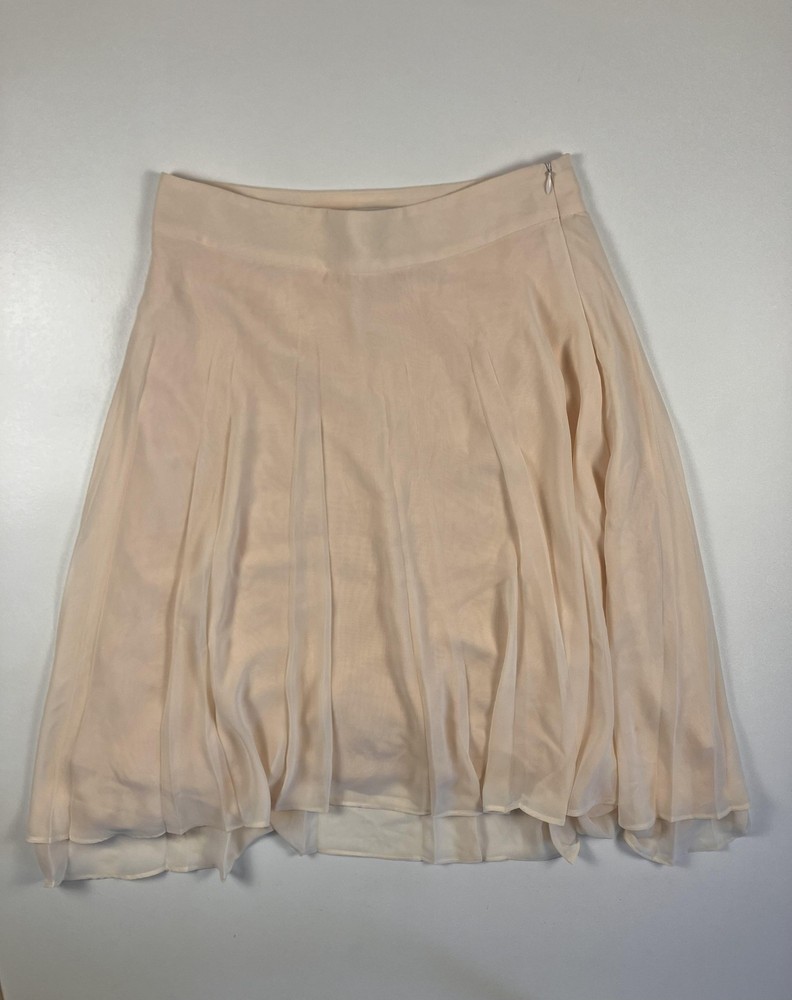 Banana Republic Skirt Womens 0 Beige Pleated Chiffon Overlay Lined Dressy