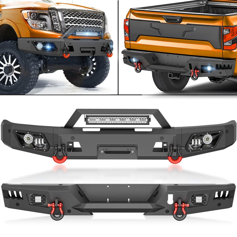 Front Or Rear Bumper W/ Sensor Holes For 2016-2024 Nissan Titan (Excluding XD)
