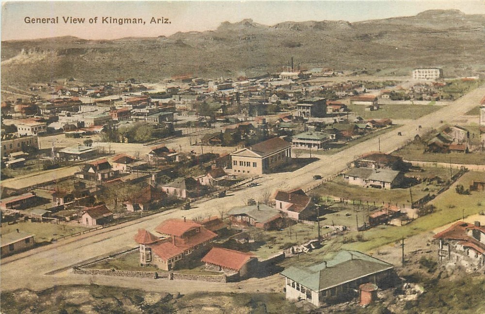 1920s Kingman Arizona General View hand colored Albertype Postcard 25-4416