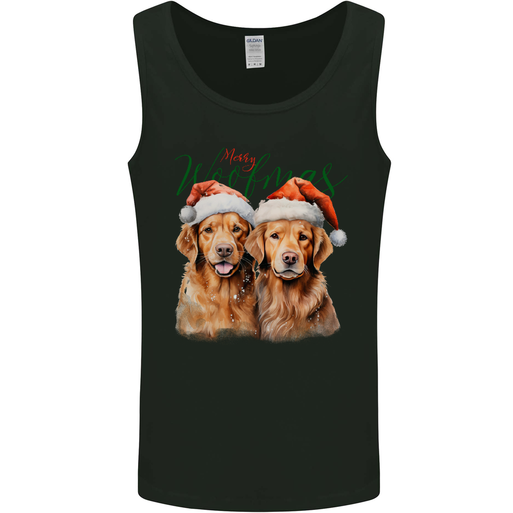 Christmas Golden Retrievers Dogs Xmas Mens Vest Tank Top