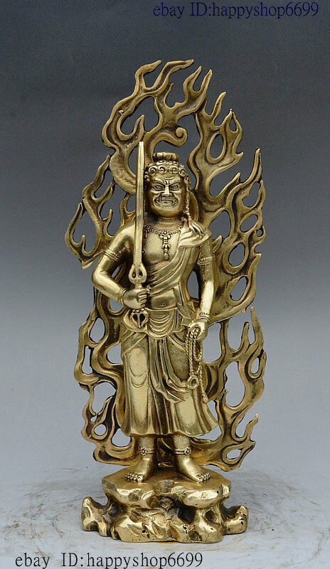 11 inch rare Chinese Buddhist brass bronze Japanese Buddha statue -