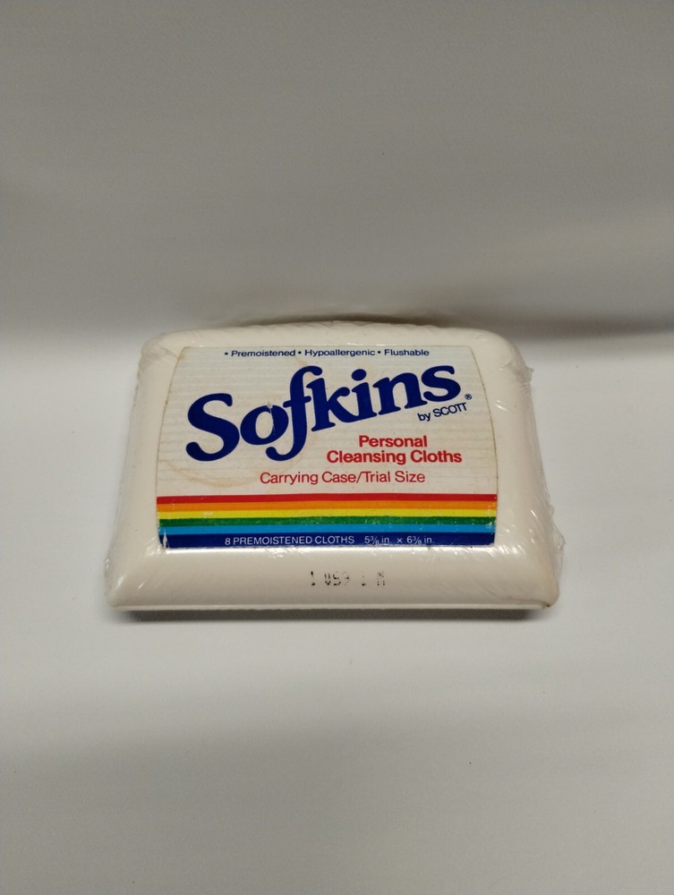 Vintage Personal Wipes Plastic Travel Box Scott Paper Sofkins Toilet Flushable