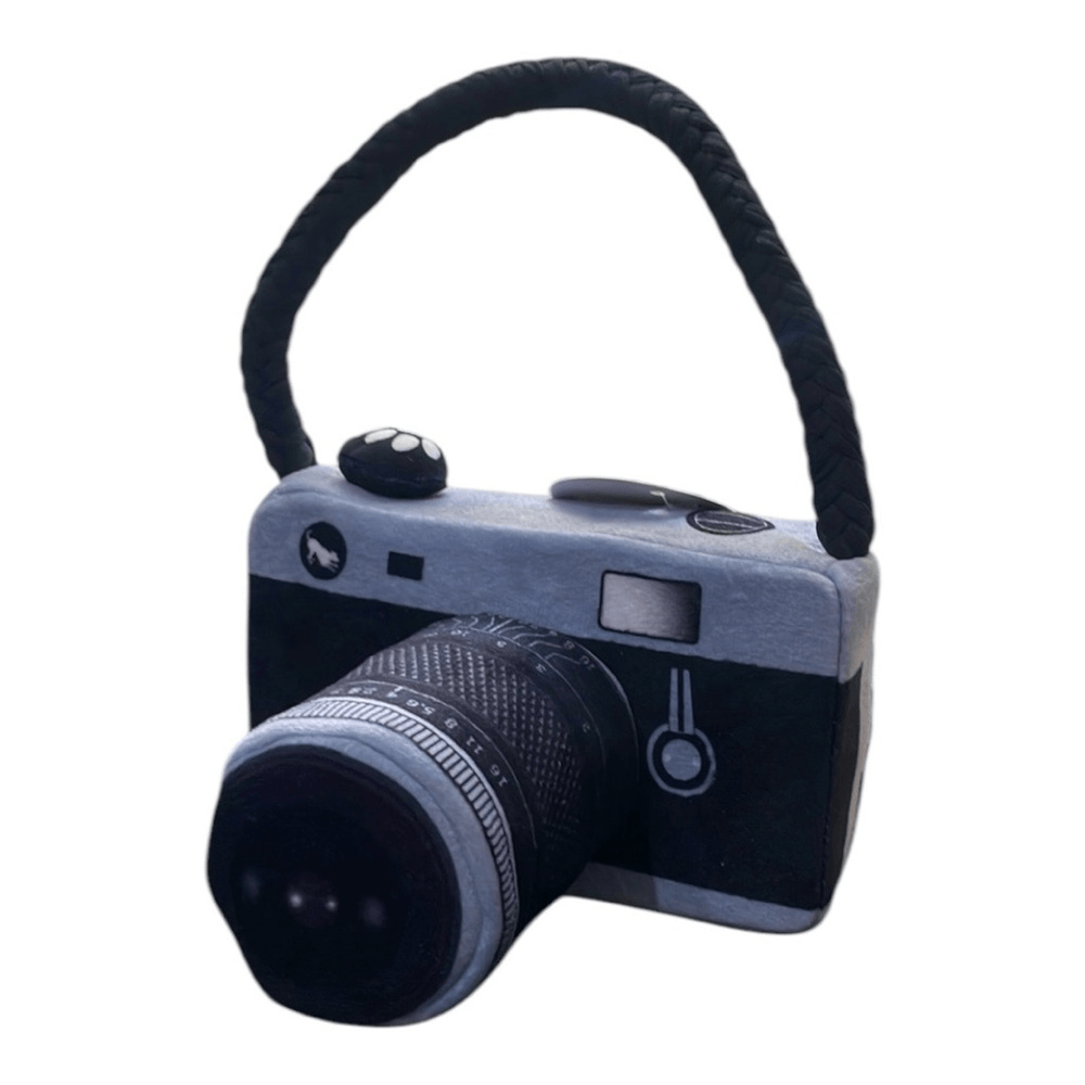 P.L.A.Y. Pet Lifestyle and You Globetrotter Camera Squeaky Plush Dog Toy