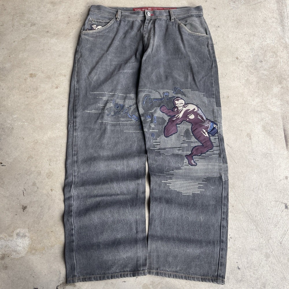 Ecko Unltd Marvel Avengers Ironman Vintage Y2K Baggy Jeans Men 39x33 Rare