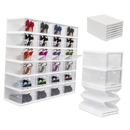 Collapsible Shoe Rack Organizer - 24-Compartment 4-Pack (24-Compartments)