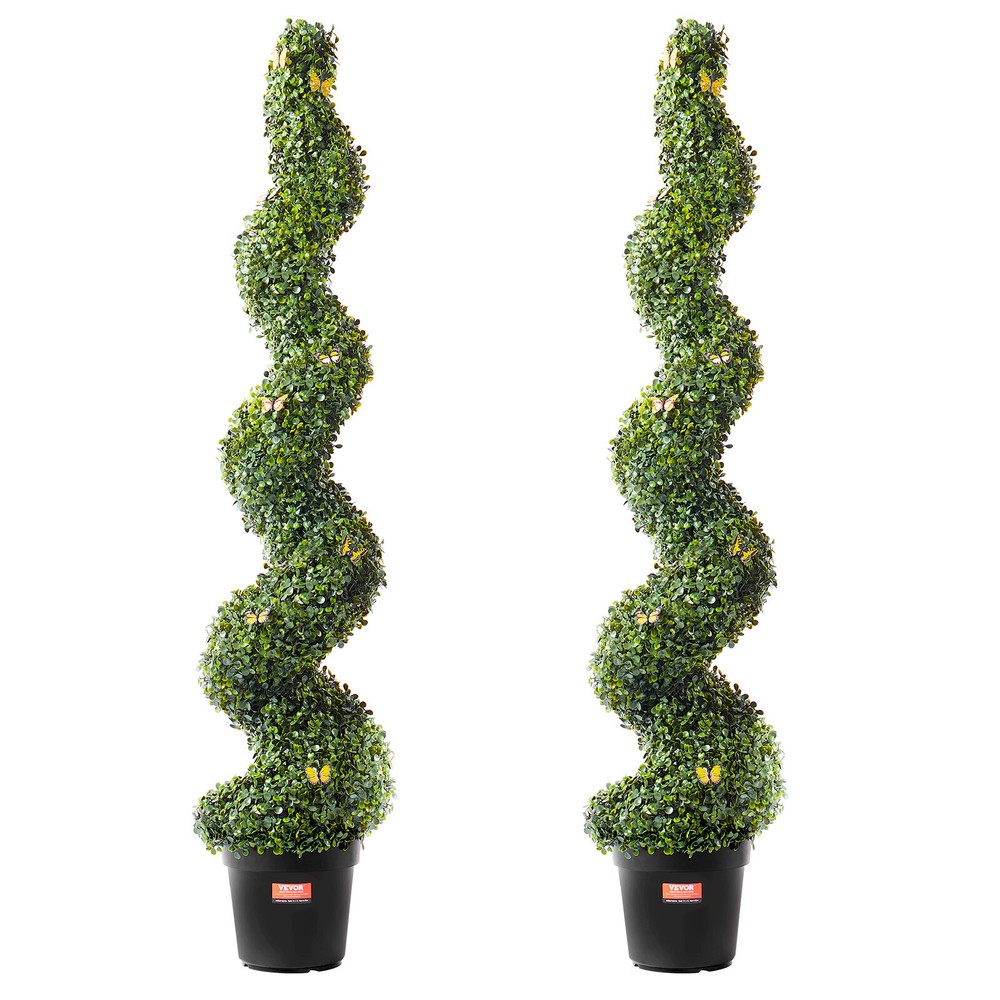 VEVOR 2 Pack 5ft Artificial Boxwood Topiary Tree Faux Plant UV Decor In/Outdoor