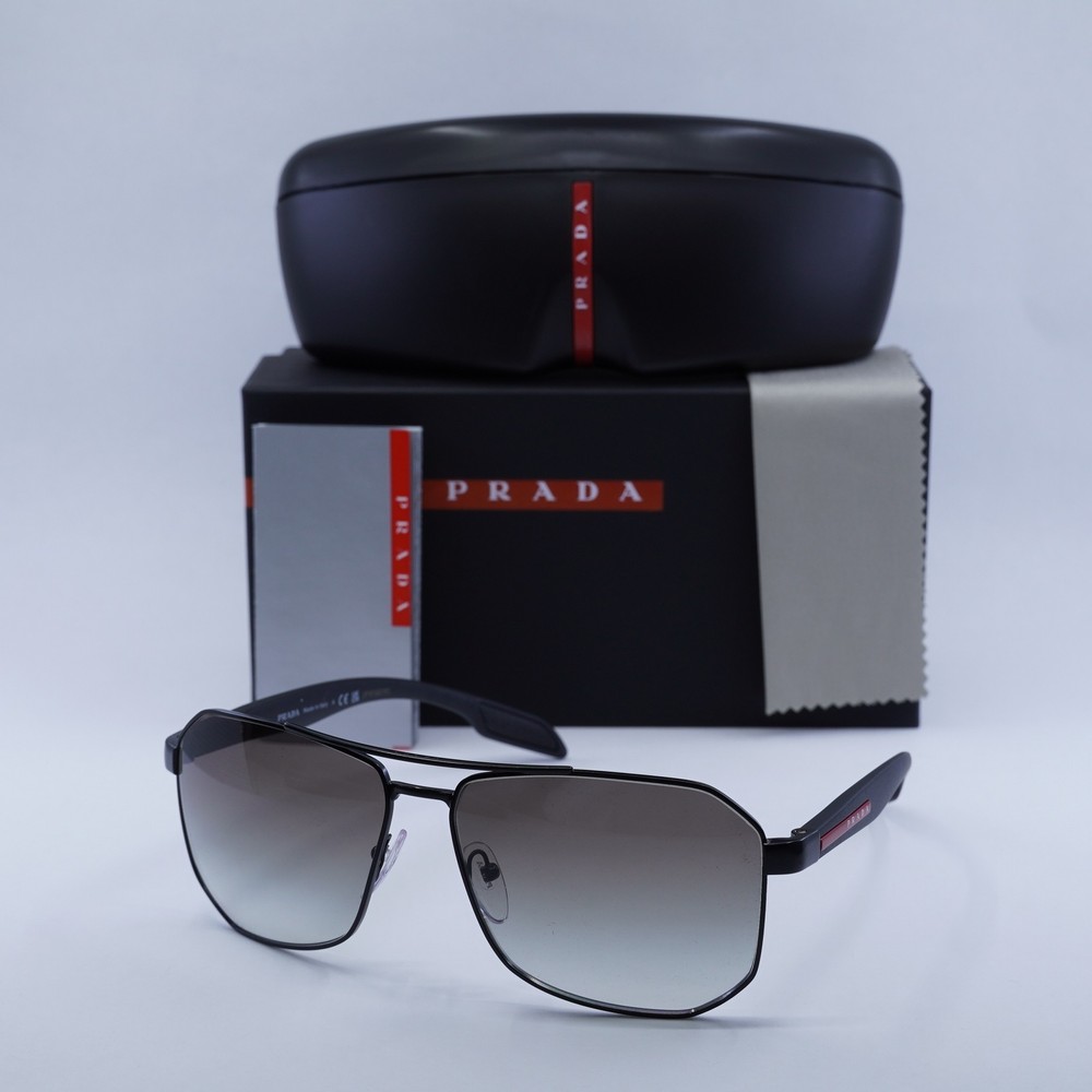 Prada PS51VS Matte Black Gradient Grey Silver Sunglasses 62-14-140