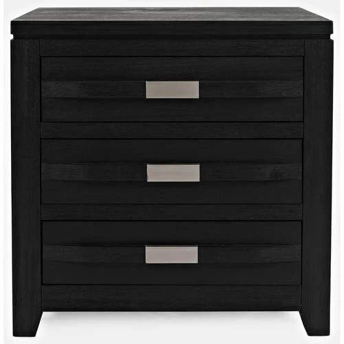 Modern Black 3-Drawer Chest - Wooden Storage Cabinet for Bedroom or Office