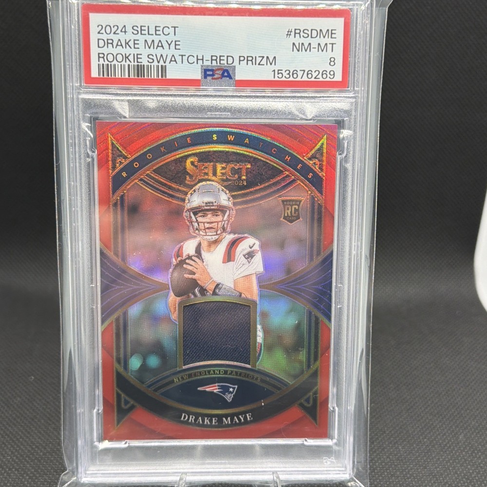 2024 Panini Select - Rookie Swatches Drake Maye #RS-DME Red Prizm (MEM, RC)