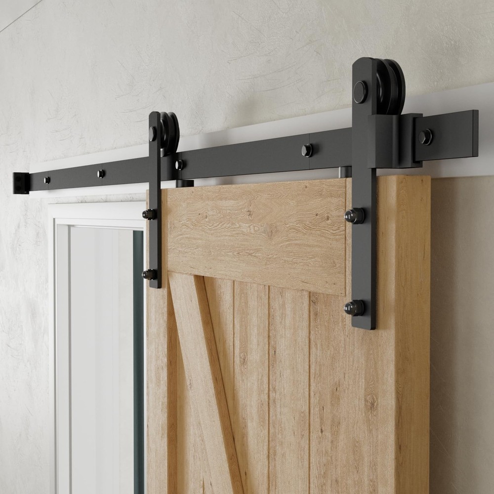 6.6ft Heavy Duty Sliding Barn Door Hardware Kit - Smooth Quiet Operation
