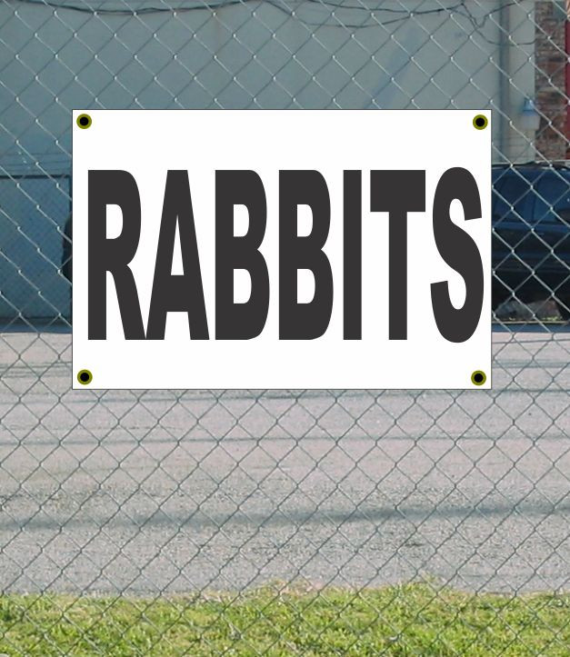 2x3 Black & White Rabbit Banner Sign – Discounted Price with Free Shipping