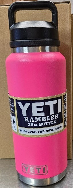Yeti Rambler 36oz Stainless Steel Insulated Water Bottle with Chug Cap in Hot Pink