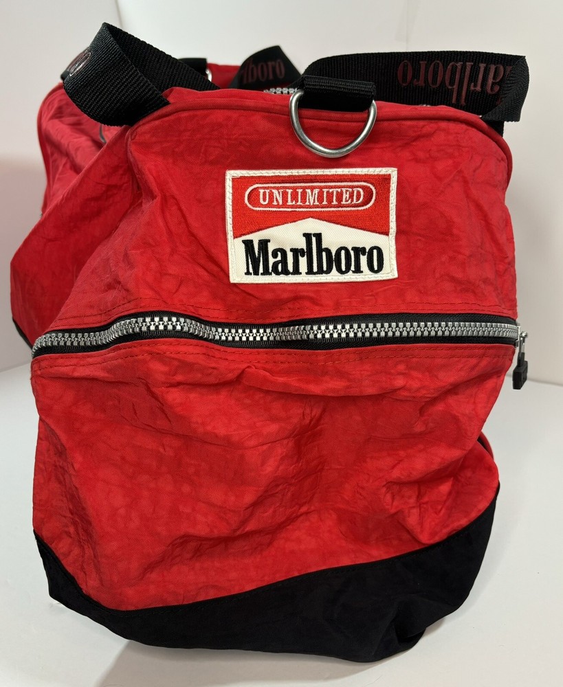 Vintage Marlboro Unlimited Gym Sports Red Duffle Bag/Backpack Combo
