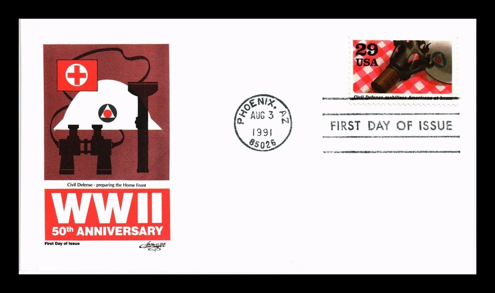 DR JIM STAMPS WWII CIVIL DEFENSE 50TH ANNIVERSARY FDC ARTMASTER CACHET COVER