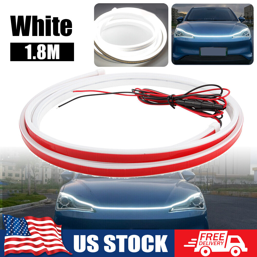 180cm Start Scan Dynamic Car White LED DRL Hood Light Strip Daytime Running lamp