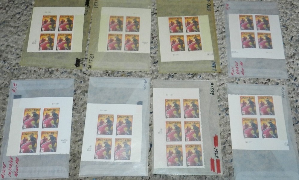 Unused Stamp lot of 8 Scott #3203 Cinco de Mayo - 32 cent Plate Blocks