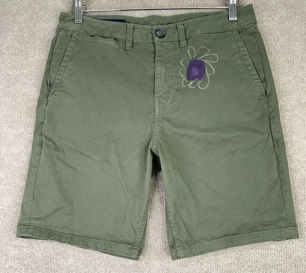 Roark Porter Shorts Mens 30 Brown Cotton Stretch Chino Floral Flower RS277