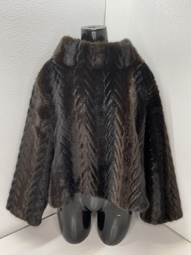 Jocelyn Womens Sweatshirt Chocolate Brown Size M Faux Mink Pullover Polyester