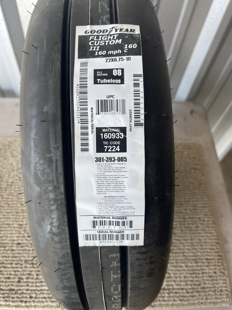 New Good Year Flight Custom III P/N: 22 X 6.75-10 10 Ply-image