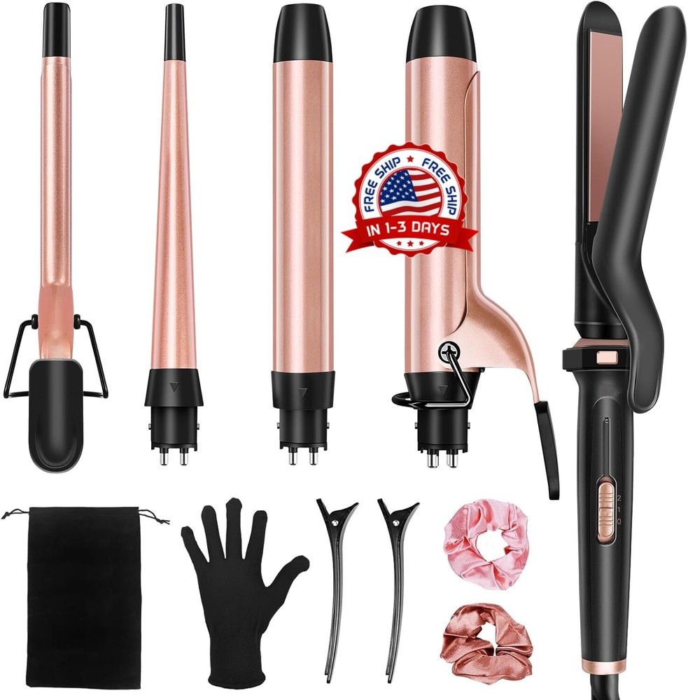 Rizador de pelo 5 en 1 con rizador y plancha para el pelo, Barrels 0.35