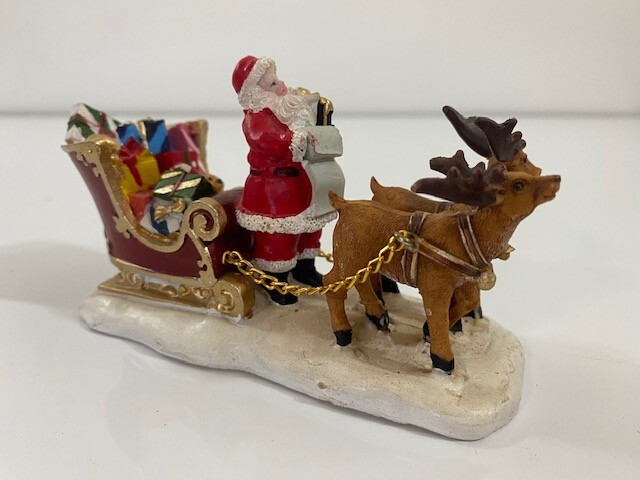 1995 Lemax Porcelain Santa Sleigh Village Collectible Figurine