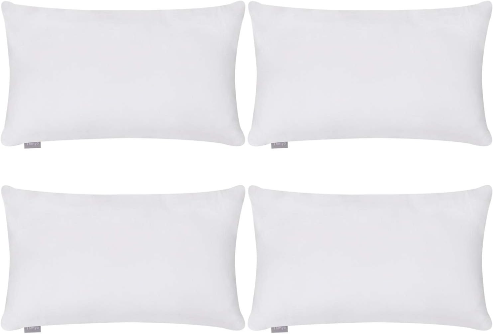4-Pack 100% Cotton Lumbar Comfortable Solid Decorative Throw Pillow Case Rectang