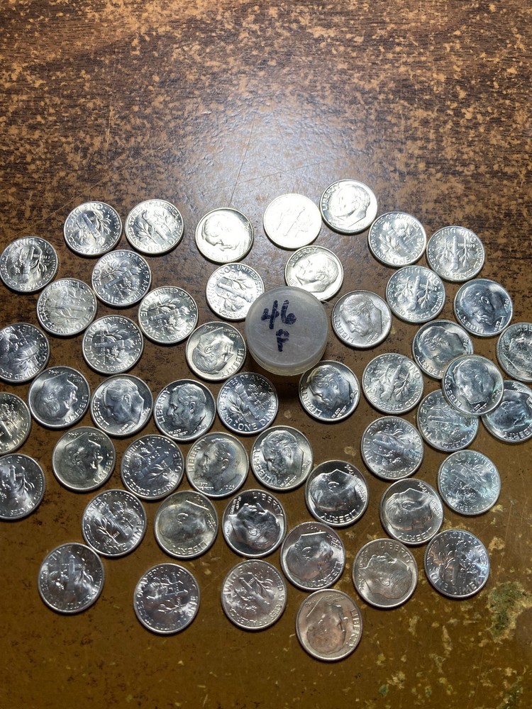 1946-P ROOSEVELT DIME ROLL,  BU! 50 COINS