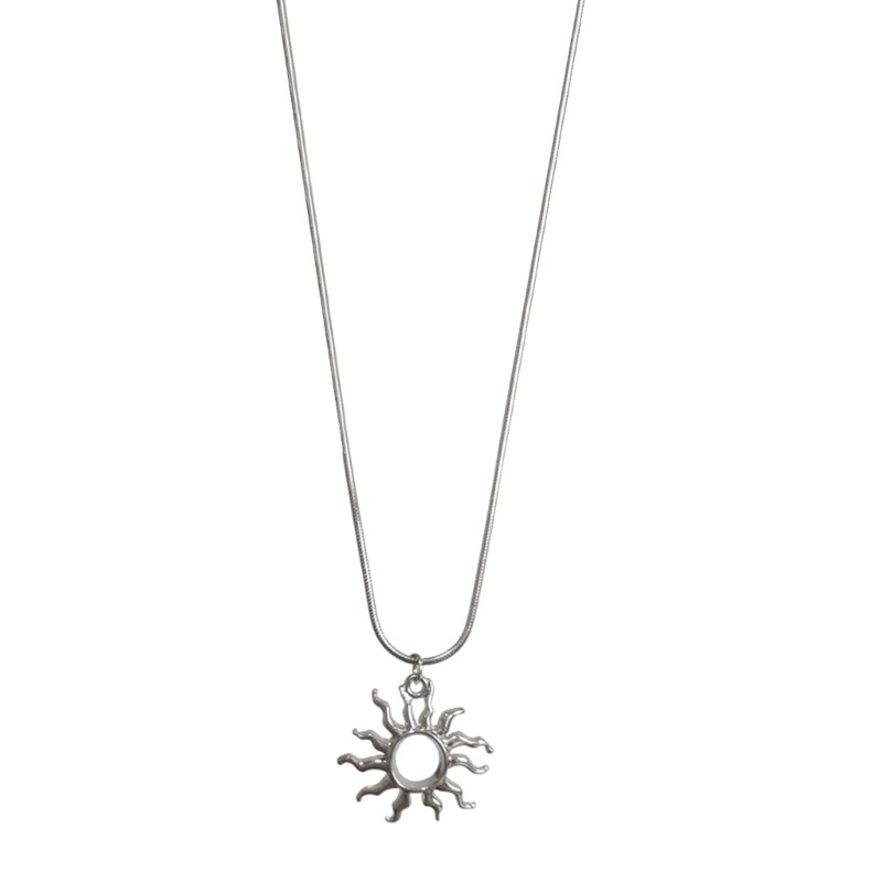 Stainless Steel Sun Star Pendant Necklace for Women Niche Adjustable Chain