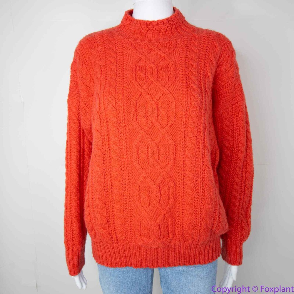 Vintage Casual Corner orange cable knit wool blend sweater, M