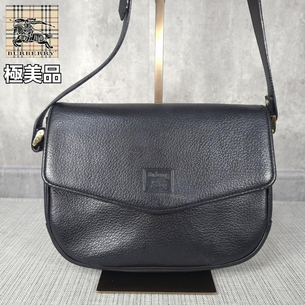 Burberry Shoulder Bag Nova Check Leather Black Authentic F1205369