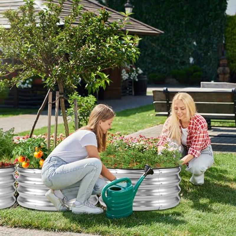 Galvanized Steel Raised Garden Bed 2-Pack Easy Assemble Durable Planter Box with Open Base  