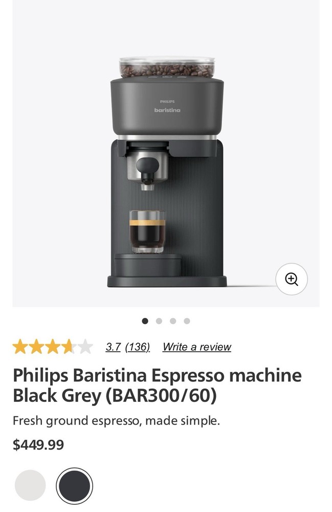 Philips Baristina Espresso Machine, Grind, Tamp, & Brew, 16 Bar Pump, BAR300/60