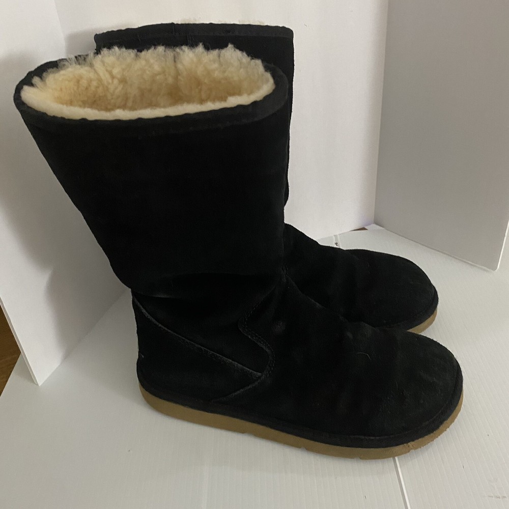 UGG Australia Womens Black Fur Lined Boots Size 7