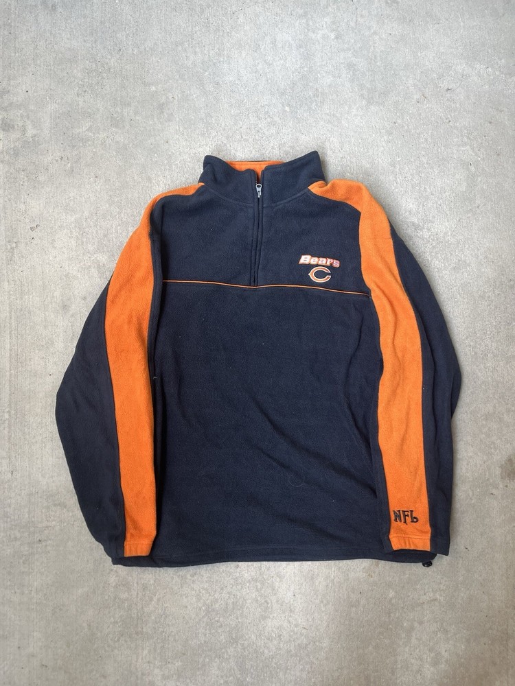 Vtg Y2K NFL Chicago Bears Navy & Orange Fleece 1/4 Zip Men’s Jacket XL 26x31