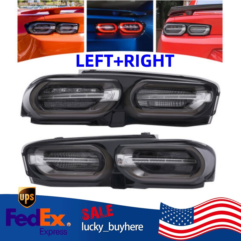 For 2019-2021 Chevy Camaro Pair LED Tail Lights Left+Right Black Brake Lamps