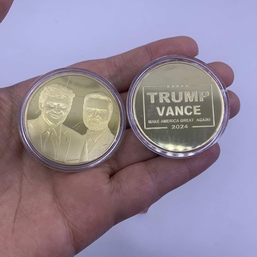1PCS 2024 US President Trump Vance Gold Make America Great Again 2024 Coin