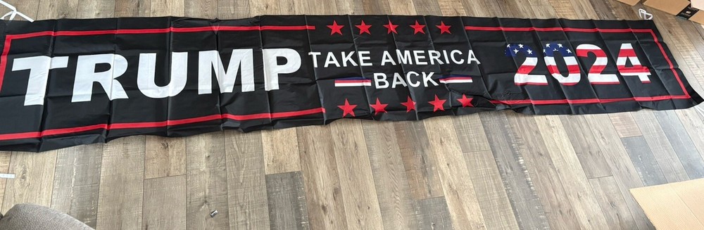 Support Trump Take Back America Banner Flag 115x20 with Ties