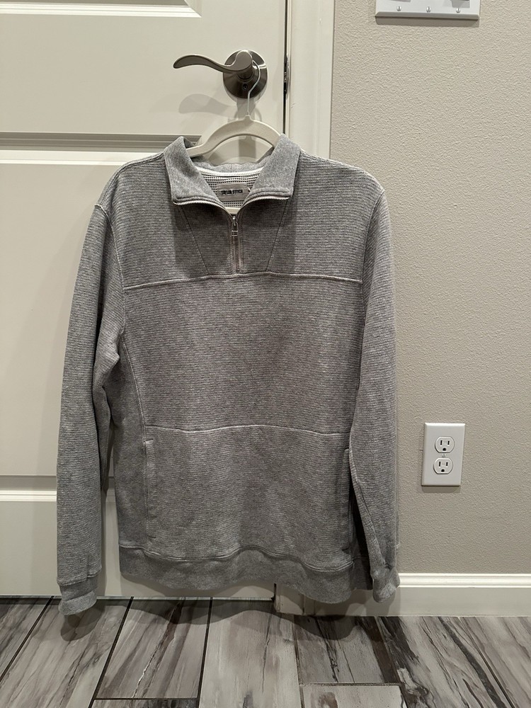Taylor Stitch Horizon Pullover Sweater Ash Double Knit Quarter Zip Men Size 38