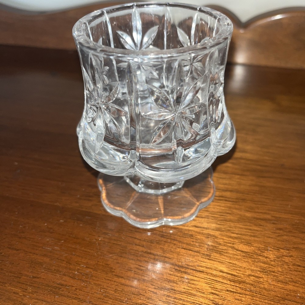 PartyLite Starburst Scalloped Crystal Votive Candle Holder Cottage Light