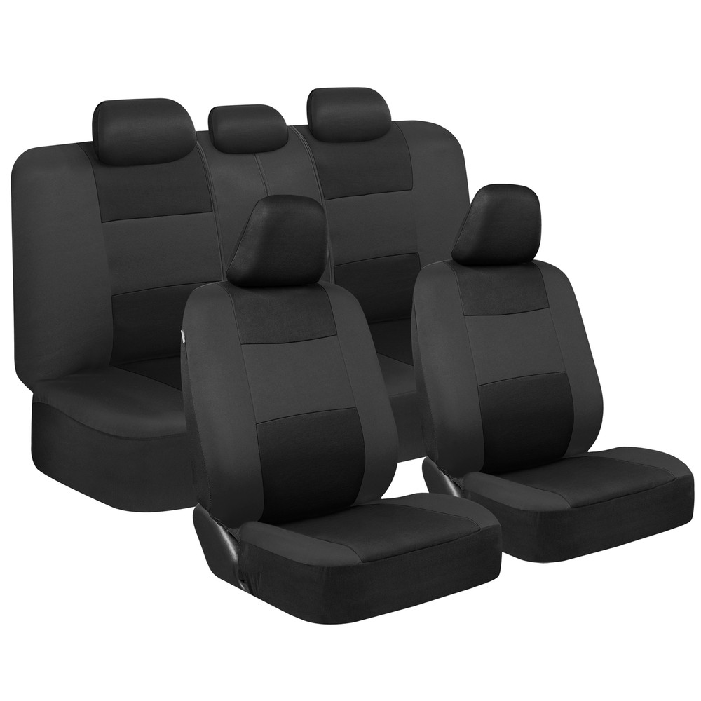Full Set Car Seat Covers Front & Rear Bench for Auto Truck SUV Black Gray