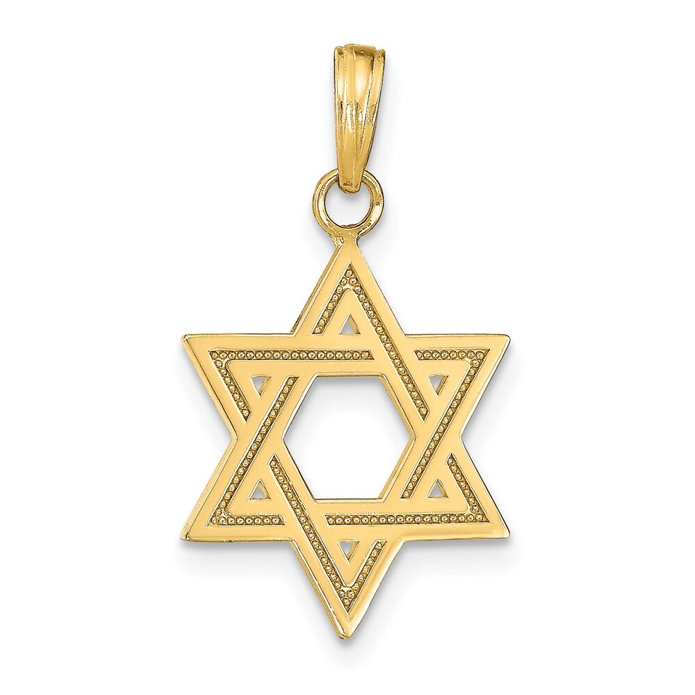 10K Yellow Gold Solid Satin Star of David Charm Pendant 0.83gm L-25 mm, W-14mm
